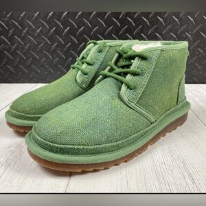 NEW Ugg Neumel Natural Leaf Green Men’s Lined Chukka Boots Lace Up Hemp 8, 10